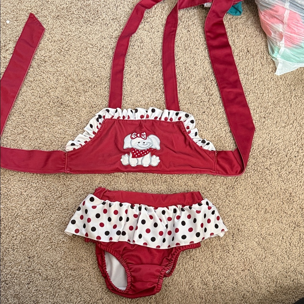 Red and White Polka Dot Baby Bikini